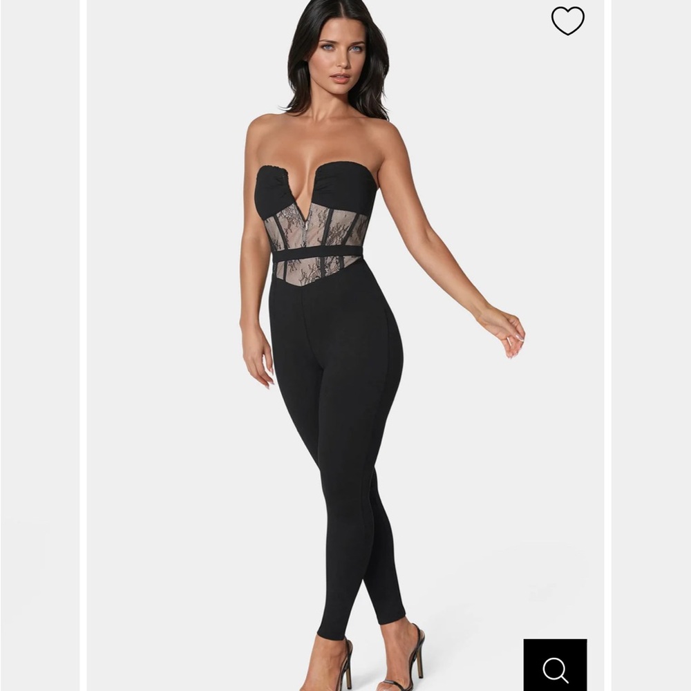 bebe Black Strapless Jumpsuit